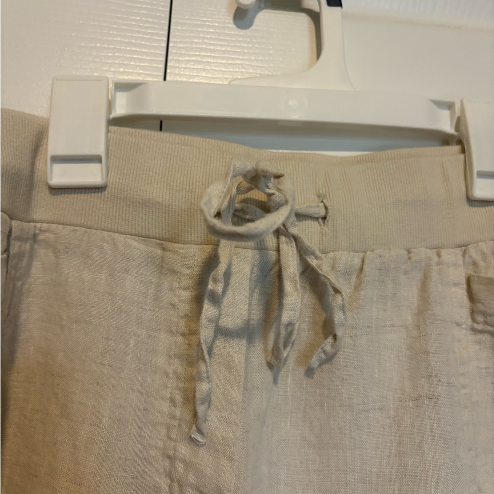 100% linen pull on wide leg pants neutral boho coastal spring vacation lagenlook - Picture 4 of 6